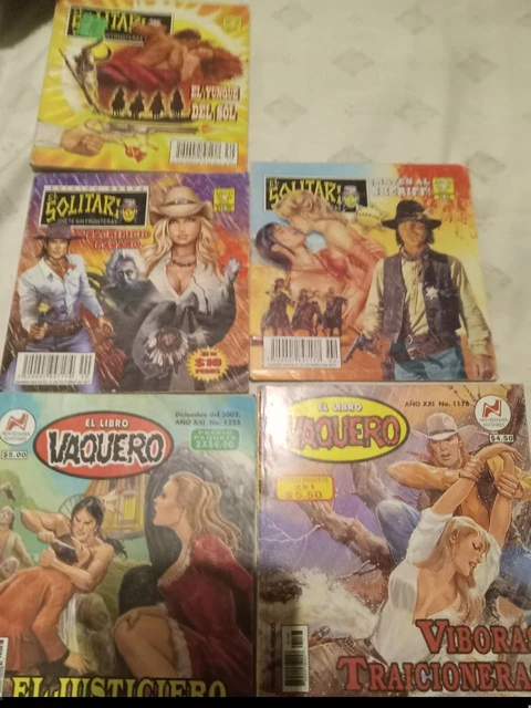 Libro Solitario  y vaquero Mexican  comic  lot de 5 usado a color
