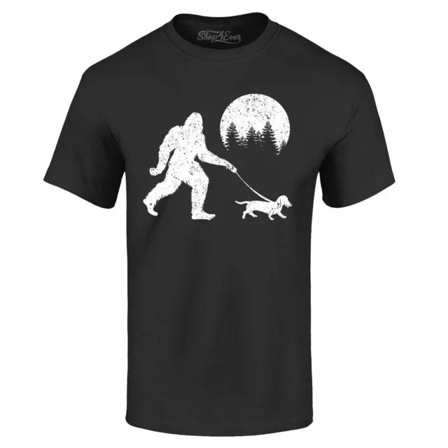 Bigfoot Walking Wiener Dog T-shirt Funny Sasquatch Dachshund Shirts