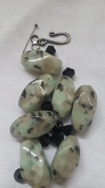 DIY Bracelet Jewelry Kit - Green and Black Speckled Gemstone Bracelet kit