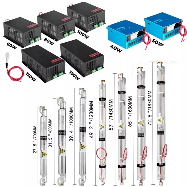 VEVOR CO2 Laserröhre für Lasergravur- und Schneiden Maschine 50-150W Glas Laser