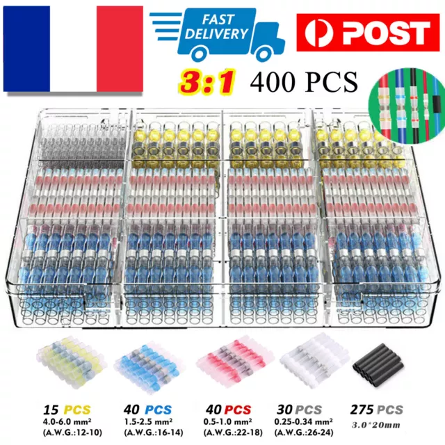 400x manchon de soudure thermorétractable connecteur d'épissure étanche 26-10AWG