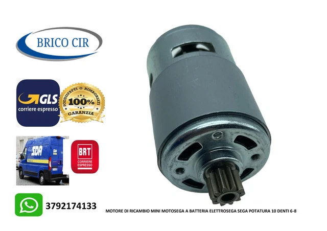 MOTORE DI RICAMBIO MINI MOTOSEGA A BATTERIA CON DOPPIA CORONA 12 E 14 DENTI