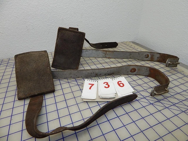 Vintage M Klein Lineman Gaffs Pole Climbing Spurs With Leather