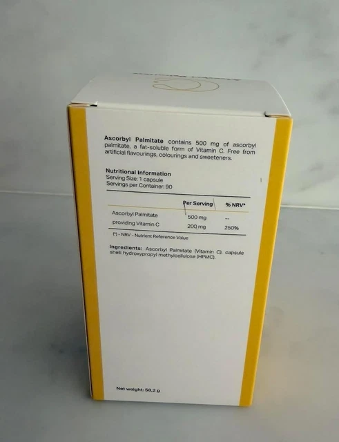 Vit Cap Italian NORSA PHARMA ASCORBYL Palmitate 500mg 90caps Fat-Soluble Vitamin C ...