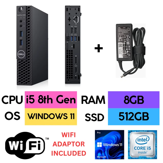 MINIATUROWY KOMPUTER DELL OPTIPLEX 3060 MICRO i5-8500T 8GB SSD 240GB WINDOWS 11 PRO KLASA A