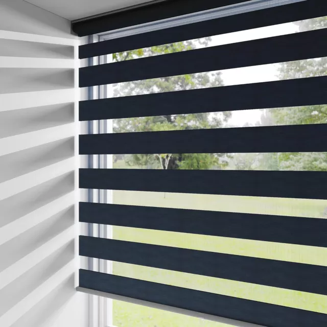 Blue Cordless Zebra Roller Shades Blinds for Windows,Sheer Privacy Light Control