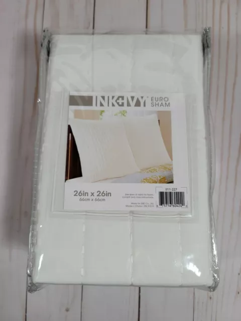 Ink + Ivy Euro Sham White Quilted 26 x 26 in NEW