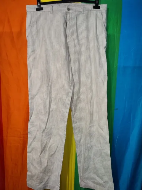 Pantalon en coton et lin pour homme, respirant, couleur unie.