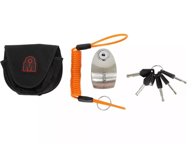 Alarm Disc Lock 6mm Pin Magnum Plus Titan Security Moped Scooter Case + Extras