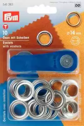 PRYM Ösen mit Scheiben 14mm silber