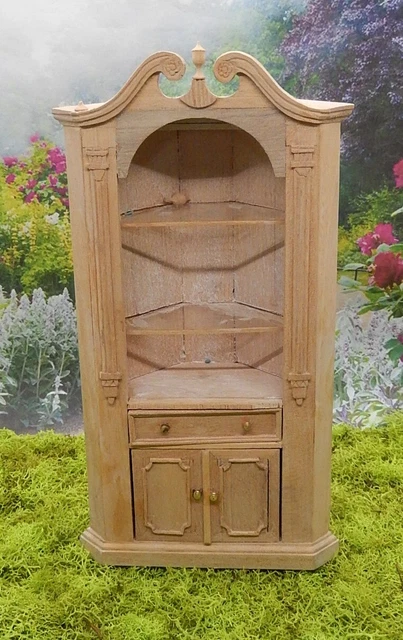Vintage Unfinished Bespaq Chippendale Corner Shelf Dollhouse Miniature 1:12