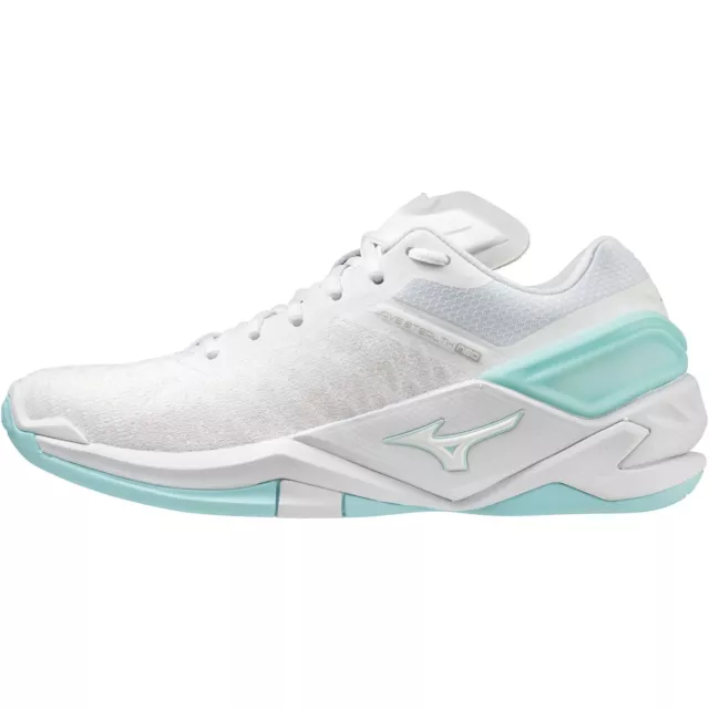 Scarpe da ginnastica Mizuno da donna Wave Stealth Neo netball leggere - bianche