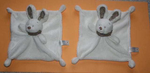 Simba Toys Nicotoy 2 Doudou Lapin Plat Blanc Bandana Marron Etat Neuf