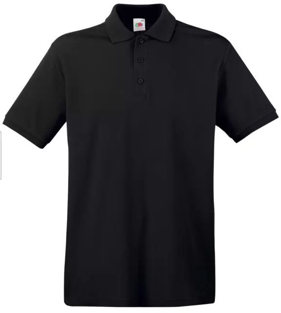 Fruit Of The Loom Black  Size Small Premium Mens Polo Shirt New