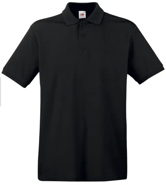 Fruit Of The Loom Premium Mens Polo Shirt Brand New Size Small in Black