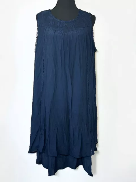 Style & Co Shift Dress Womens Plus 2X Blue Tiered Ruffle Hem Sleeveless Lace