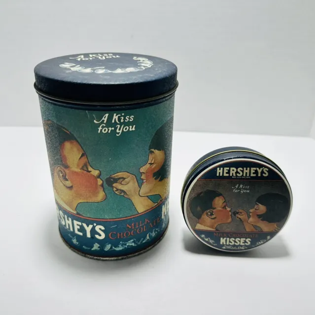Vintage 1980 HERSHEY’S MILK CHOCOLATE KISSES tin & 1992 HERSHEY’S Tin