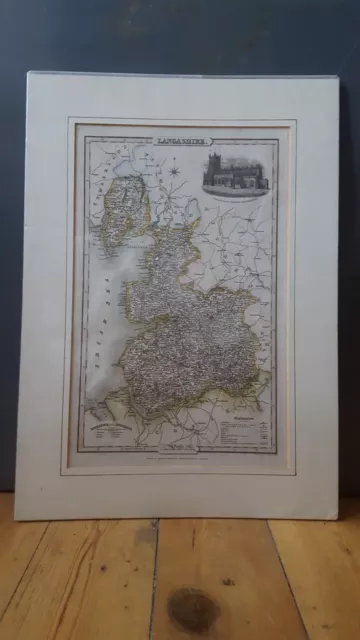 Original c1840 Map of the County of LANCASHIRE Pigot and Co Hand Coloured