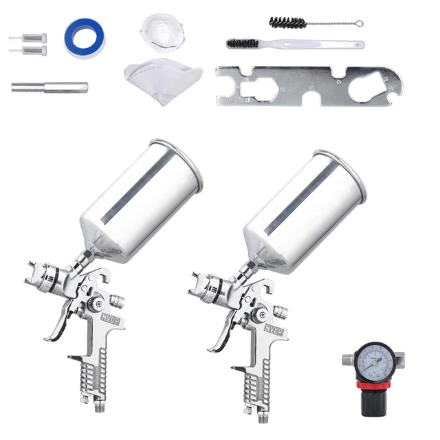 Air Spray Gun 2 HVLP Kit Car Paint Aluminum Primer Basecoat Clearcoat 1.3 1.8mm