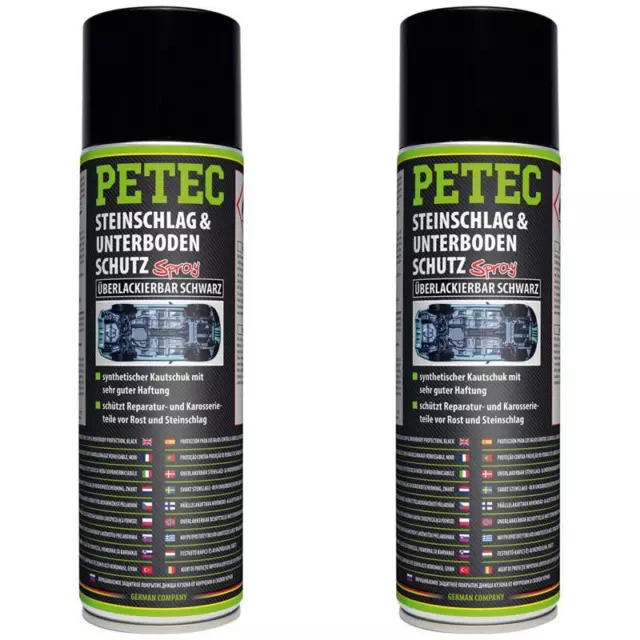Petec Steinschlagschutz überlackierbar schwarz 2x 500ml Kautschuk Bitumenfrei