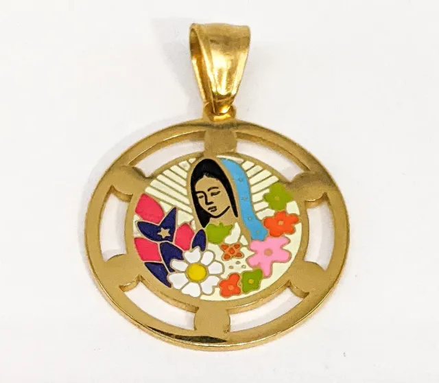 Stainless Steel My Lady Virgin Mary Charm Pendant Acero Oro Virgen de Guadalupe