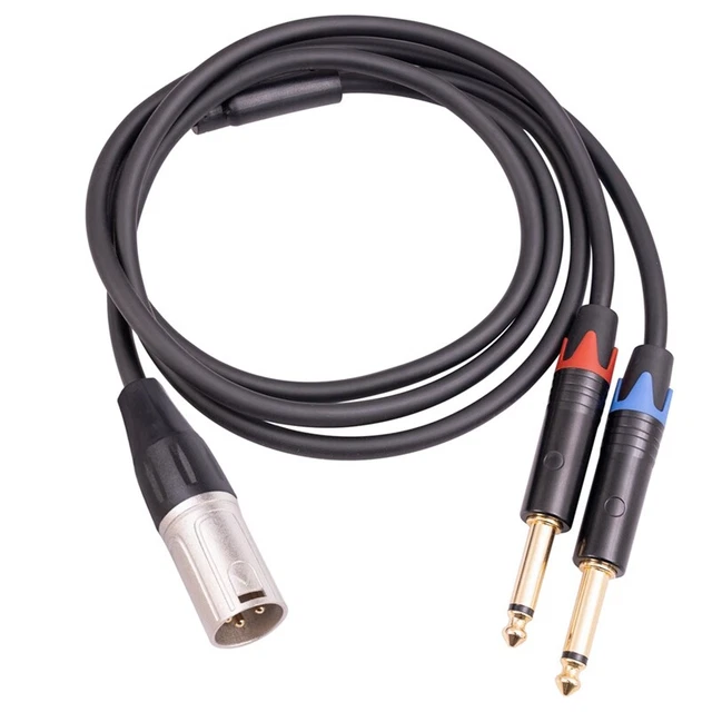 Câble Audio J&D TRS 6,35mm Vers 2 XLR - Répartiteur Y Stéréo 1,8m - Pour Micro Guitare Mixage
