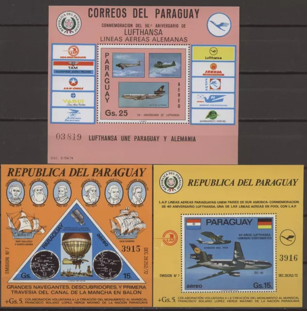 Luftfahrt, Flugzeuge - Paraguay - 3 Bl. ** MNH ! 2 . Choice, 2. Wahl