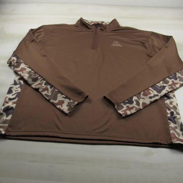 Browning Sweater Mens 3XL XXXL Brown Camo Hunting Pullover Quarter Zip Outdoor