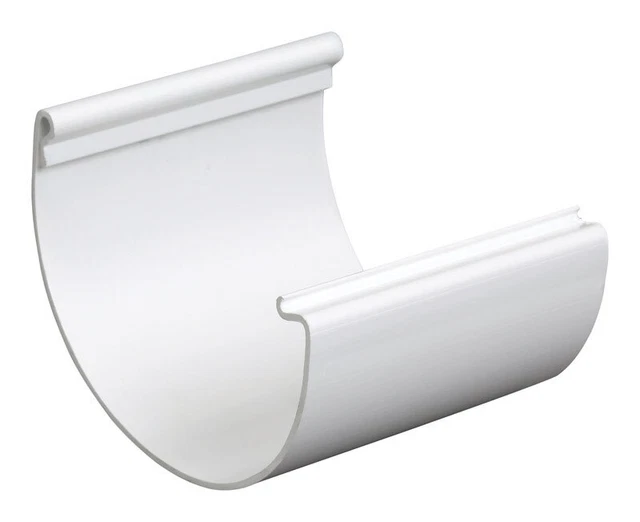 Plastmo P02501 White Vinyl Classic Half Round Gutter Joint Connector 5 in.