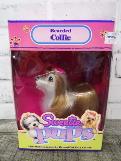 NIB Rare Vintage 1988 Hasbro Toys Sweetie Pups Bearded Collie Dog Pet #8409/8405