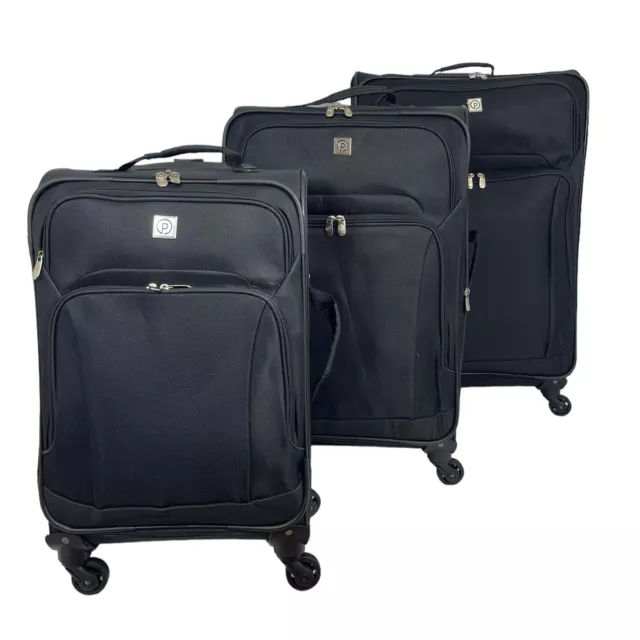 3Pcs Luggage Suitcase Set Soft Shell Trolley 4 Wheel Travel Cabin Carry On Bag 2