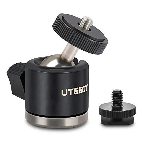 Mini Tripod Head Ball Head with 1/4 Hot Shoe Adapter 360° Rotatable