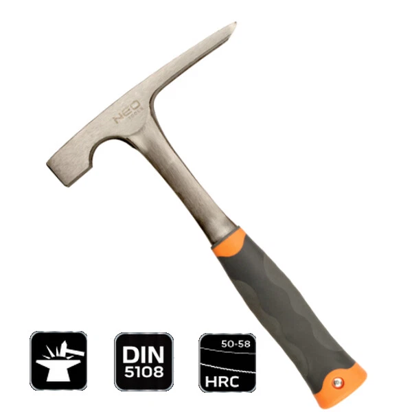 Profi Marteau de Mur 600g Marteau Acier Poignée en Caoutchouc Pavage