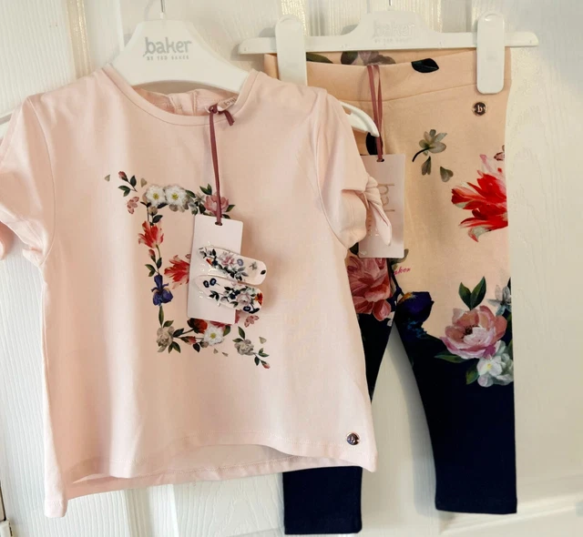 Ted Baker nuovo con etichette 18-24 mesi bambine set floreale abito leggings bambino clip top