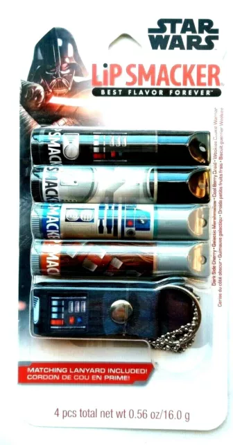 Star Wars Lip Smacker Set with Lanyard 4 Flavored Lip Balms New in Package