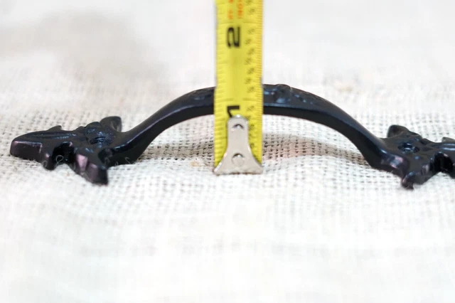2 Cast Iron Handles Gate Pull Shed Door Barn Handle Drawer Pulls Durable Black 5