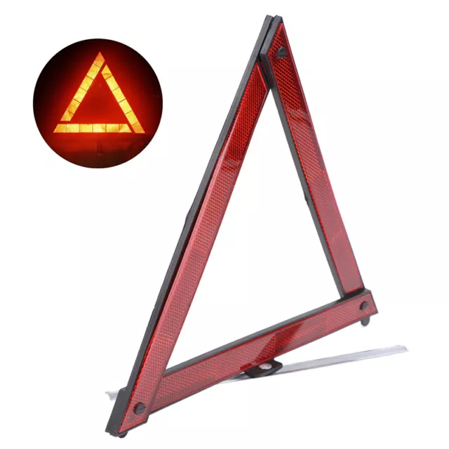 Car Tripod Emergency Breakdown Warning Triangle Red Reflective Safety Hazard _j