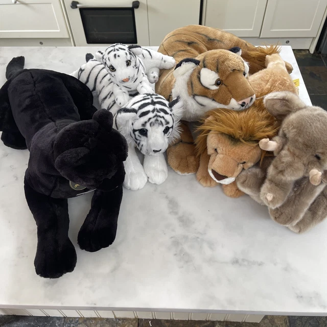 SAFARI ANIMAL SOFT Toy Teddy Panther Lion Tiger Elephant Bundle Aurora