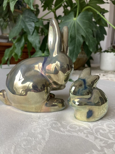 Lot De 2 Lapins en grès flammé RAMBERVILLERS 12 Et 6 Cm