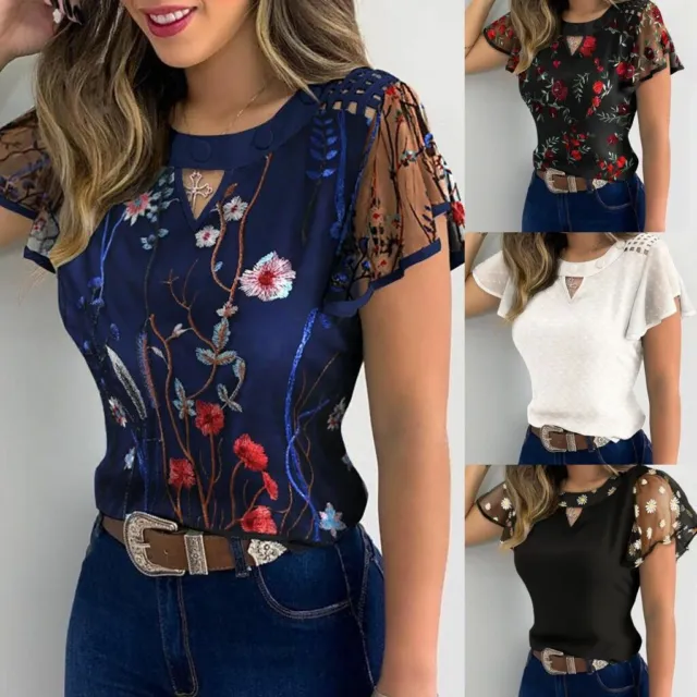 Blusas De Mujer Camisas Moda Blusa Manga Corta Nueva Tops Camisa Casual Elegante