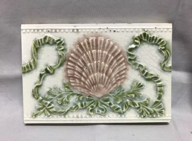 1 Antique ONE Decorative Shell Ceramic Bathroom Tile 4x6 Vintage Old 132-23B