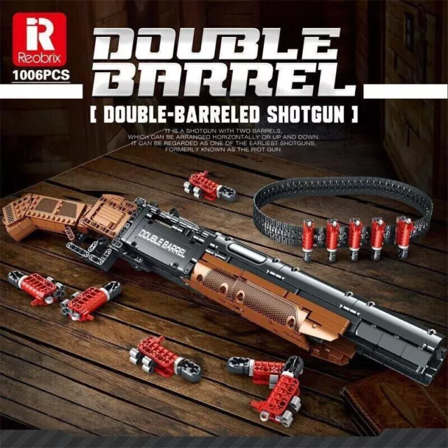 Building Blocks Military MOC Double Barrel Shotgun Gun Bricks Model Kids DIY Toy