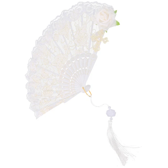 Ventilatore pieghevole in pizzo vintage ventilatore a mano decorativo ventilatore portatile pieghevole fiore rosa