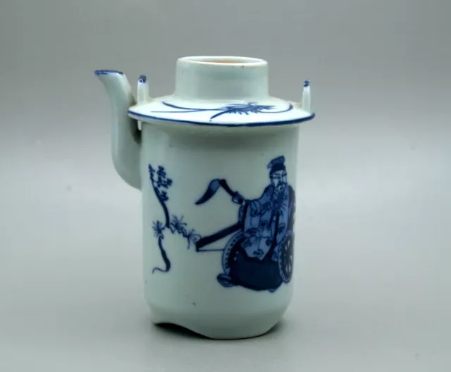 CHINESE KANGXI PORCELAIN Liquer Warming Pot C18th BLUE & WHITE