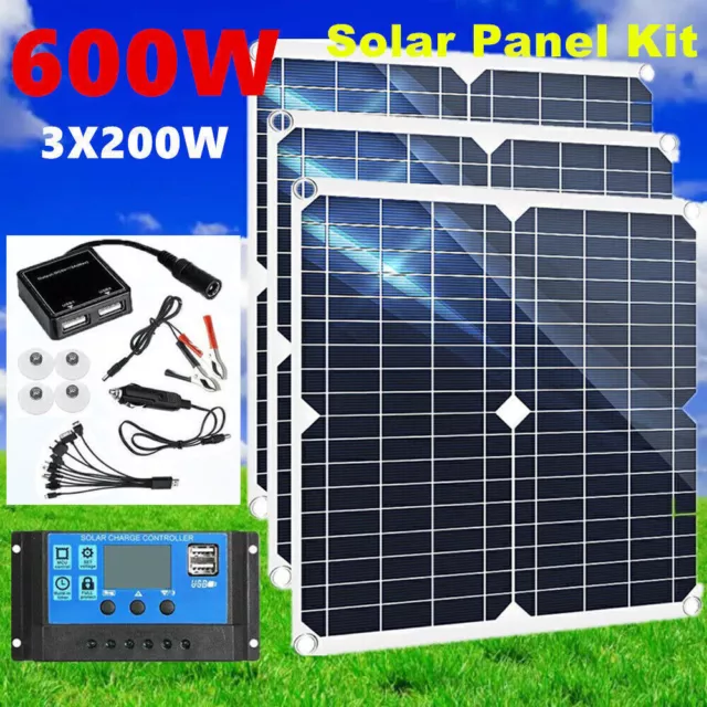 600W Watts Solar Panel Kit 12V 100A Battery Charger with Controller Caravan Boat