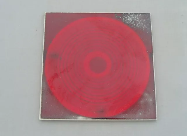 VINTAGE 1960s/70s JERSEY ART POTTERY 'RED SPOT' TILE TRIVET MID CENTURY MODERN