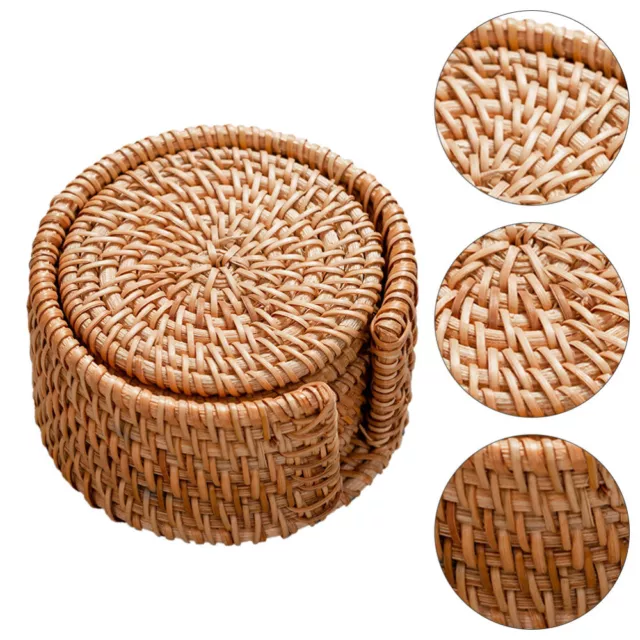 Rattan Coasters Coffee Cup Holder Natural Wicker Straw Braided