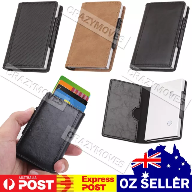 Rfid Blocking Card Holder Leather Carbon Fiber Wallet Slim Purse Credit Card