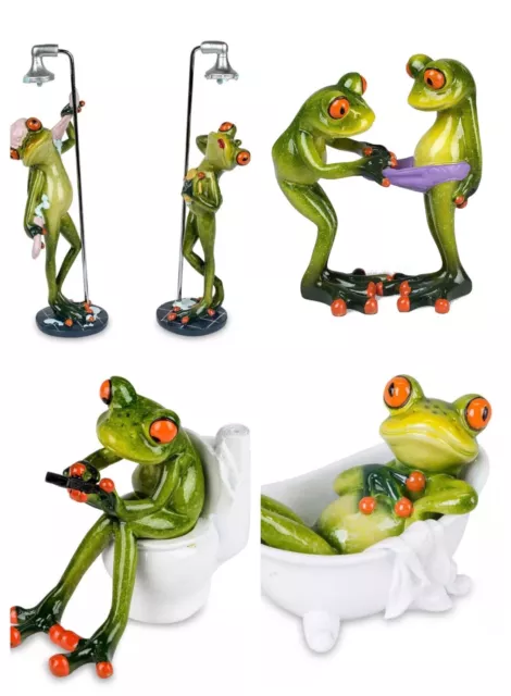 Frosch auf Toilette/ Dusche/ Badewanne hellgrün zur Auswahl Deko Figur Formano