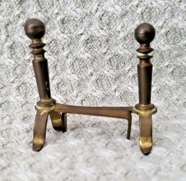 Vintage Miniature Brass Andirons, Dollhouse, Diorama Fireplace Accessory